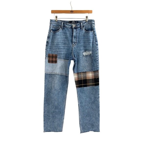 Hollister Denim - Hollister Ultra High Rise Acid Wash Ripped Patchwork Mom Jeans Womens 30x27